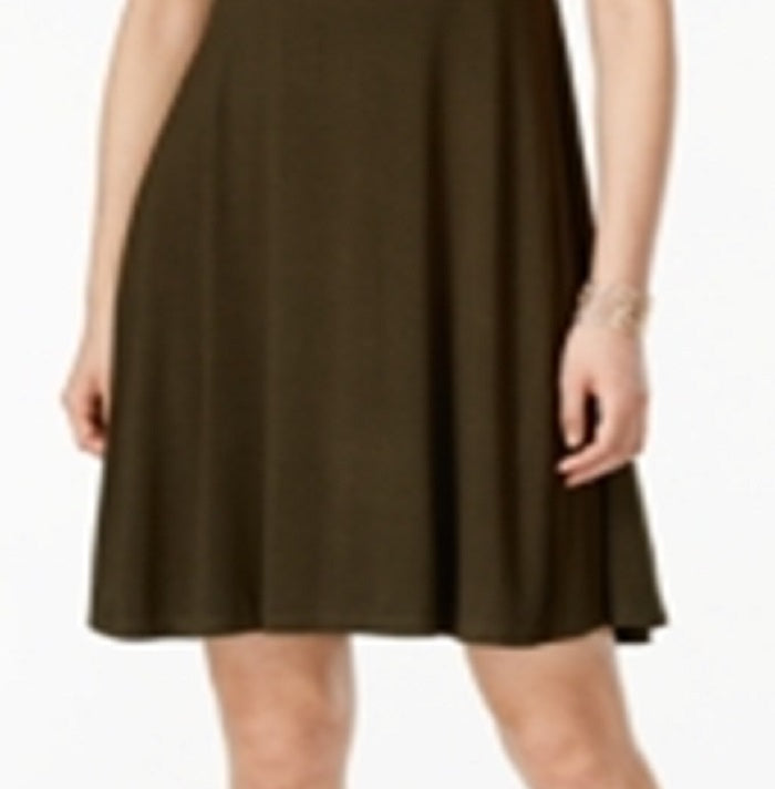 Vestido evasê de manga curta feminino Style &amp; Co, verde, tamanho pequeno, L