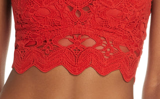 Bralette Ilektra para mulheres Free People, algodão vermelho, tamanho médio