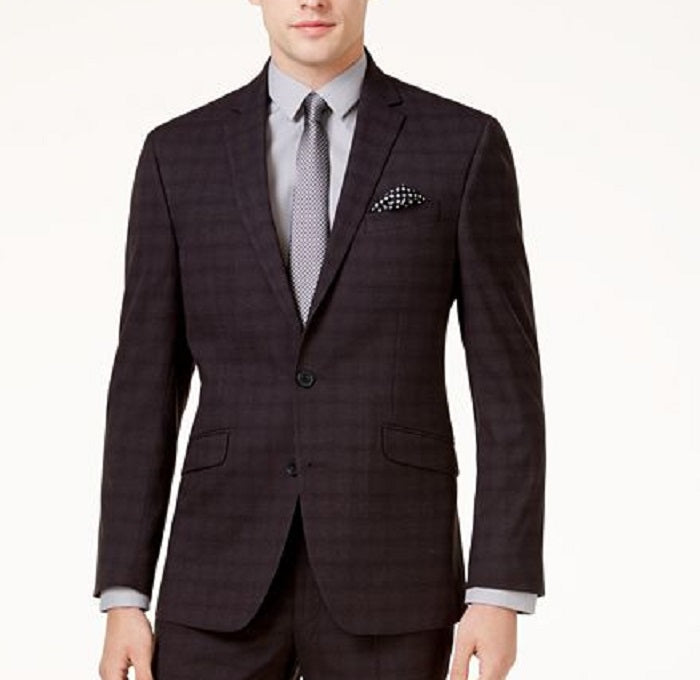 Terno masculino Kenneth Cole Reaction Slim Fit Xadrez Sheen Ready Flex, preto, tamanho 38