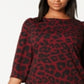 Vestido Calvin Klein Feminino Estampa Animal Ombros Bufantes Vinho Tamanho 14 W
