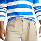 Camisa de rugby masculina Polo Ralph Lauren com listras bordadas e patch, branca, tamanho pequeno