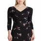 Vestido de malha com estampa floral Ralph Lauren feminino, preto, tamanho 10, pequeno