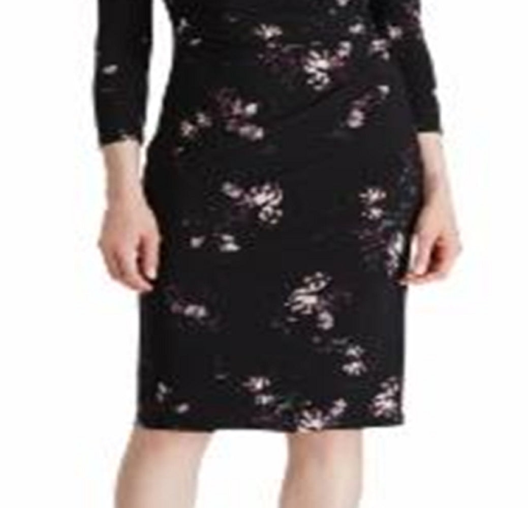 Vestido de malha com estampa floral Ralph Lauren feminino, preto, tamanho 10, pequeno