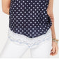 Camiseta feminina estampada de manga curta e gola redonda, tamanho XS, azul, estilo &amp; Co