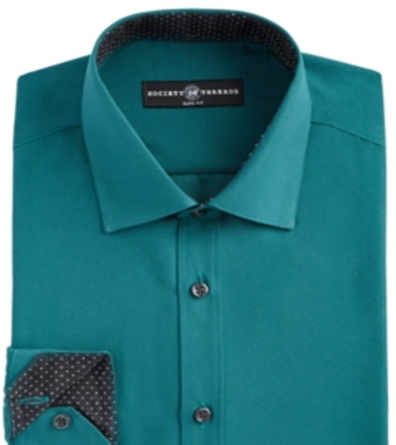 Camisa social masculina slim fit lisa verde tamanho GG da Society Of Threads