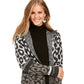 Cardigan feminino com estampa de leopardo e frente aberta, cinza, tamanho pequeno M