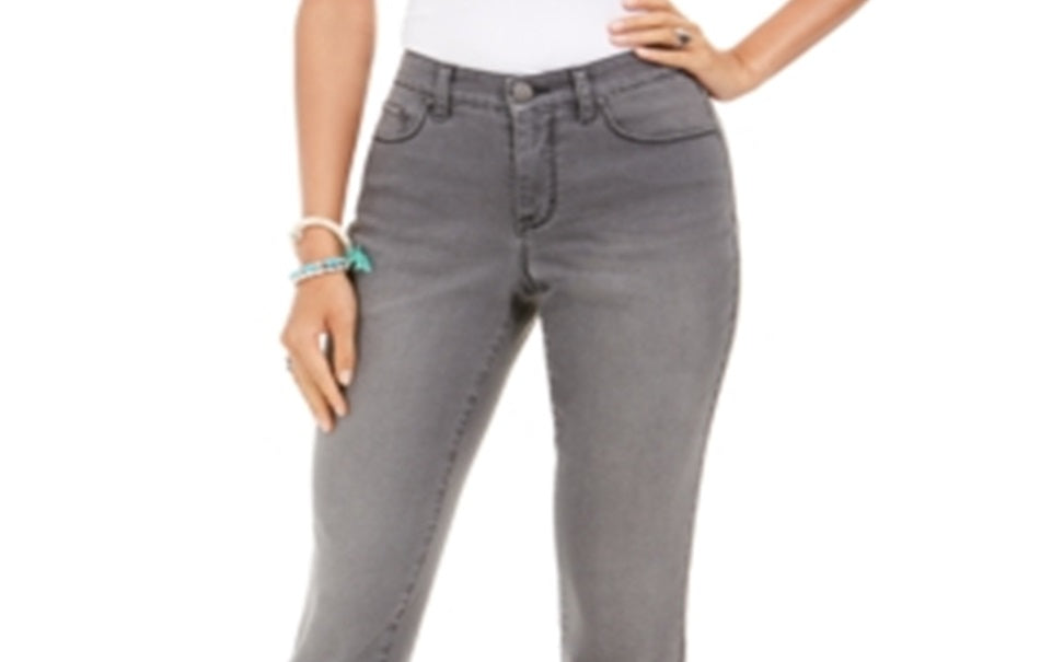 Jeans feminino com controle de barriga e bolso brilhante Style &amp; Co, cinza, tamanho 14, pequeno