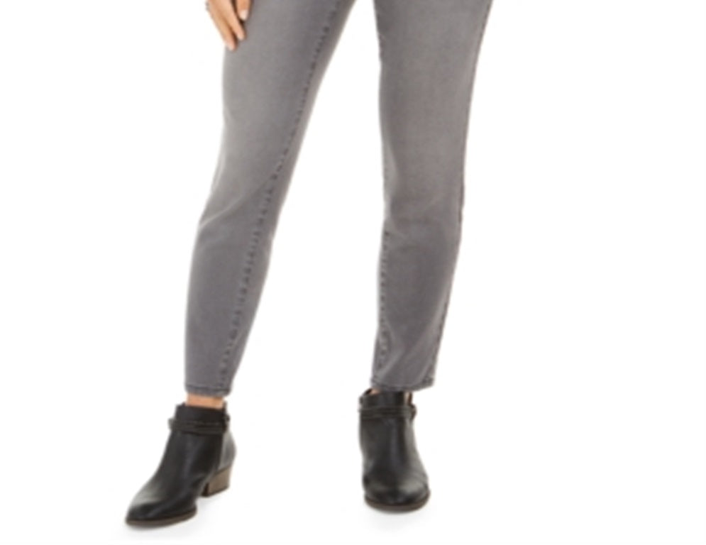 Jeans feminino com controle de barriga e bolso brilhante Style &amp; Co, cinza, tamanho 14, pequeno