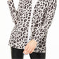 Cardigan feminino de cashmere puro com estampa animal Charter Club, cinza, tamanho pequeno G