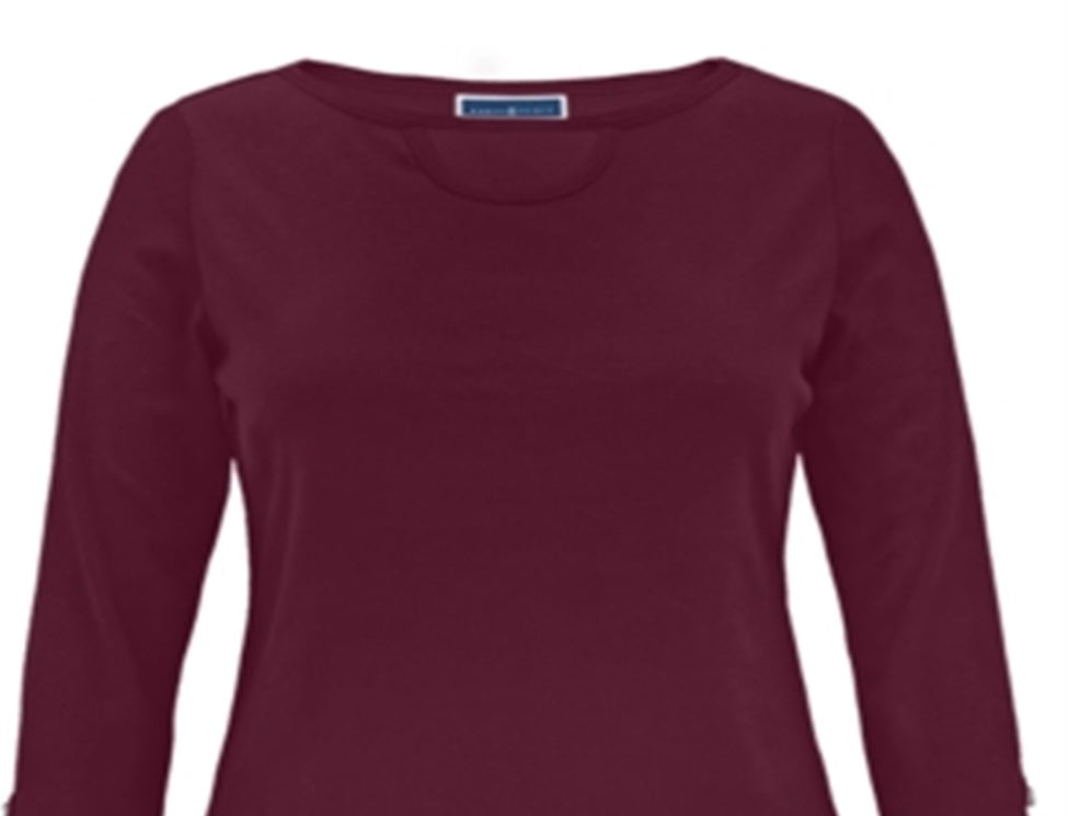 Camiseta feminina Karen Scott de algodão com recorte e gola canoa, vermelha, tamanho GG