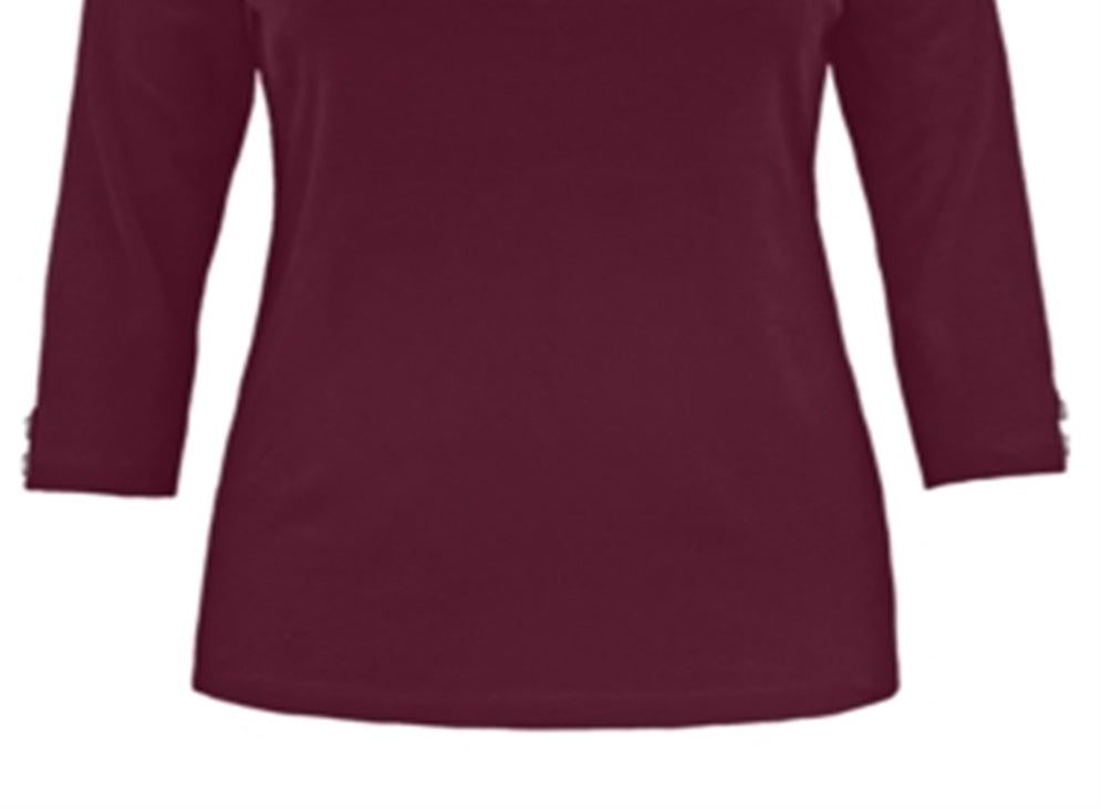 Camiseta feminina Karen Scott de algodão com recorte e gola canoa, vermelha, tamanho GG