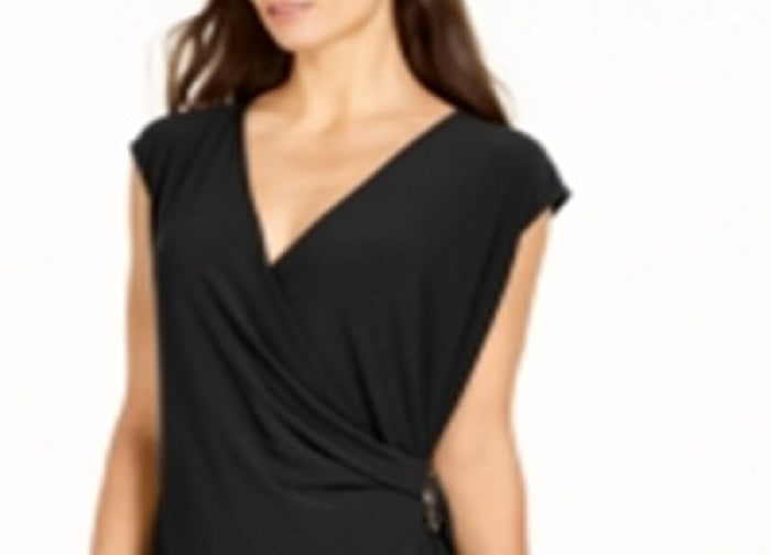 Vestido envelope feminino Alfani Hardware preto tamanho grande