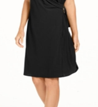 Vestido envelope feminino Alfani Hardware preto tamanho grande