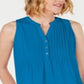 Blusa feminina sem mangas Charter Club, azul, tamanho extragrande