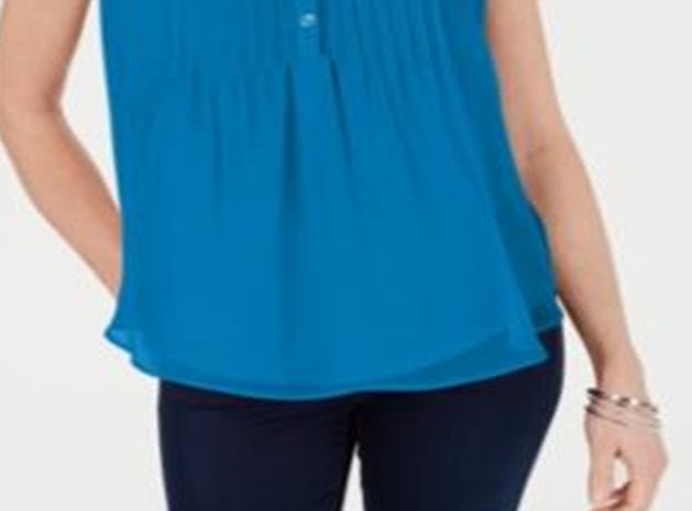 Blusa feminina sem mangas Charter Club, azul, tamanho extragrande