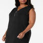 Vestido feminino plus size sem mangas e com zíper, tamanho 1X, preto, da coleção JM