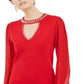 Suéter feminino com tachas e buraco de fechadura, tamanho grande, vermelho, da INC International Concepts