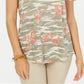Blusa feminina de algodão com estampa de gola redonda, tamanho pequeno, verde, estilo &amp; co