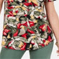 Blusa feminina estampada com ombros descobertos, verde, tamanho médio, da coleção JM