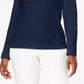 Karen Scott Blusa feminina de algodão com decote redondo, azul, tamanho pequeno GG