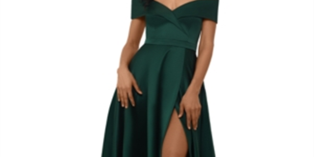 Vestido de noite feminino XSCAPE ombro a ombro verde tamanho 4