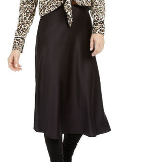 Saia MIDI de cetim feminina Bar III, preta, tamanho pequeno