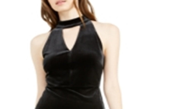 Vestido tubinho de veludo com decote em V sem mangas Bar III feminino, preto, tamanho grande