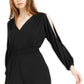 Macacão feminino Bar III com manga fenda e costas em V, preto, tamanho médio