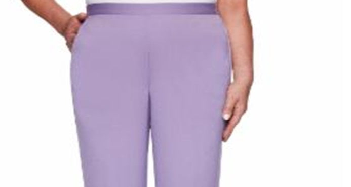 Calça feminina Alfred Dunner Loire Valley Proporcional Algodão Roxo Tamanho 10 Petite
