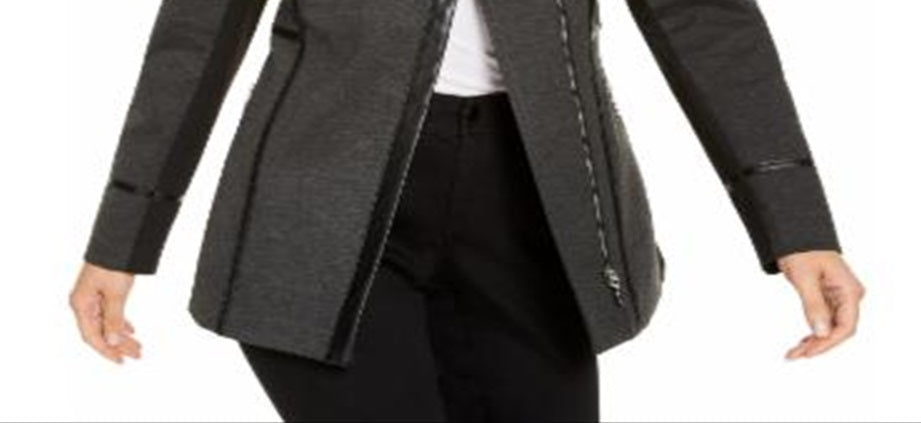 Jaqueta de couro sintético feminina para motociclista INC International Concepts, cinza, tamanho médio