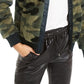 Jaqueta bomber camuflada feminina Bar III, verde, tamanho médio