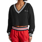 Moletom curto Champion Reverse Weave feminino, preto, tamanho X-G