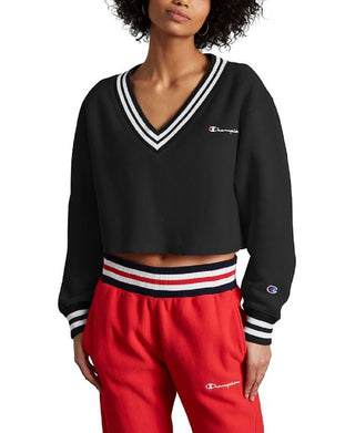 Moletom curto Champion Reverse Weave feminino, preto, tamanho X-G