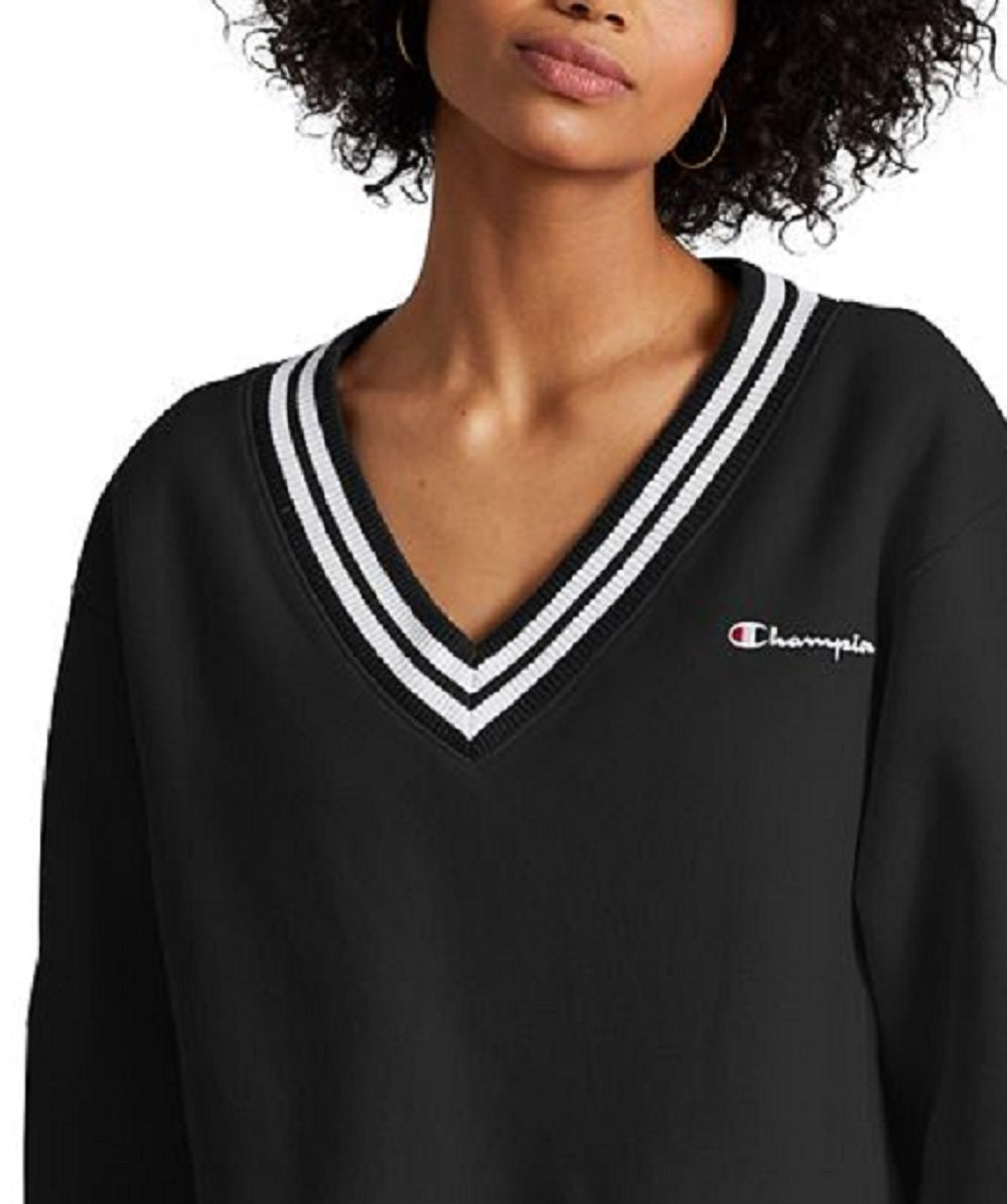 Moletom curto Champion Reverse Weave feminino, preto, tamanho X-G