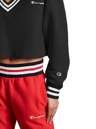 Moletom curto Champion Reverse Weave feminino, preto, tamanho X-G