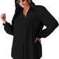 Blusa feminina plus size com fenda alta e baixa, tamanho 1X, preta, da NY Collection