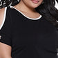 Blusa feminina Belldini com ombros descobertos e mangas longas, preta, tamanho 3X