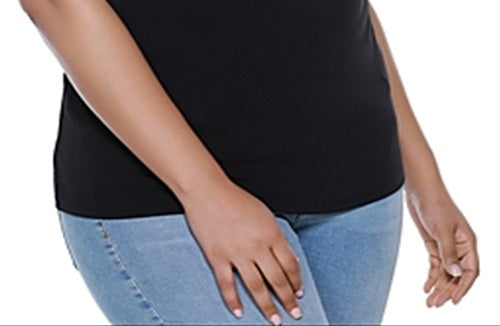 Blusa feminina Belldini com ombros descobertos e mangas longas, preta, tamanho 3X