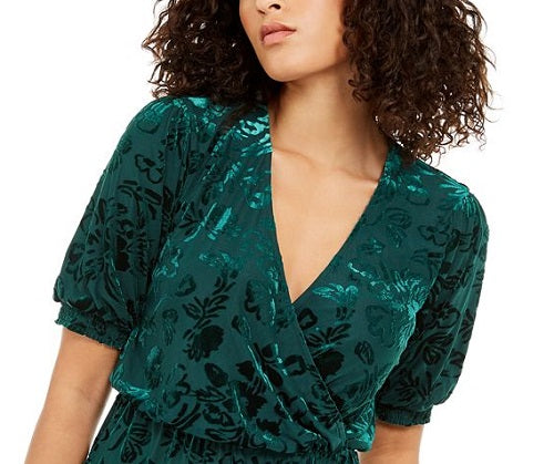 Blusa envolvente feminina Alfani Velvet Burnout, verde, tamanho M