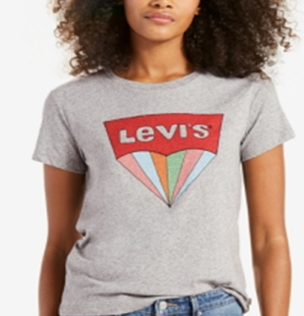 Camiseta Levi's Perfect Graphic Logo Feminina Cinza Tamanho X-G