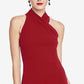 Vestido midi drapeado halter feminino Rachel Roy, vermelho, tamanho extrapequeno
