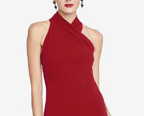 Vestido midi drapeado halter feminino Rachel Roy, vermelho, tamanho extrapequeno