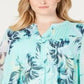 Blusa feminina Charter Club Plus com estampa em camadas e babados, azul, tamanho 3X