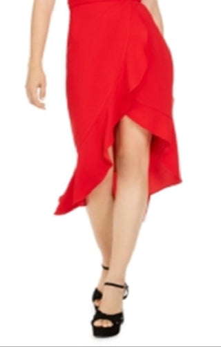 XSCAPE Women's Off the Shoulder MIDI Dress Red Size 8