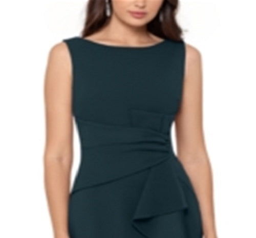 Vestido tubinho com babados em cascata Betsy &amp; Adam feminino, verde, tamanho 14