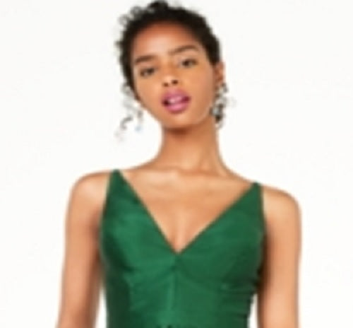 Vestido formal feminino Blondie Nites com zíper, manga curta, decote coração, mini, tamanho 9, verde