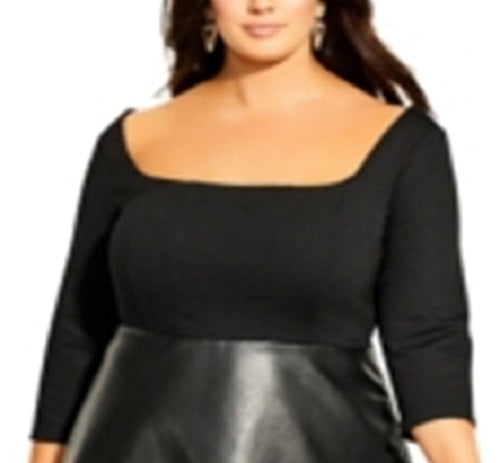 Vestido feminino City Chic com porta deslizante, moderno, preto, tamanho 14W