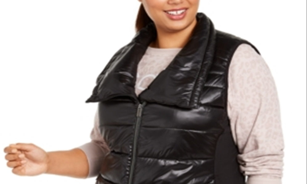 Calvin Klein Performance Plus Colete Puffer Estampado Feminino Preto Tamanho 1X