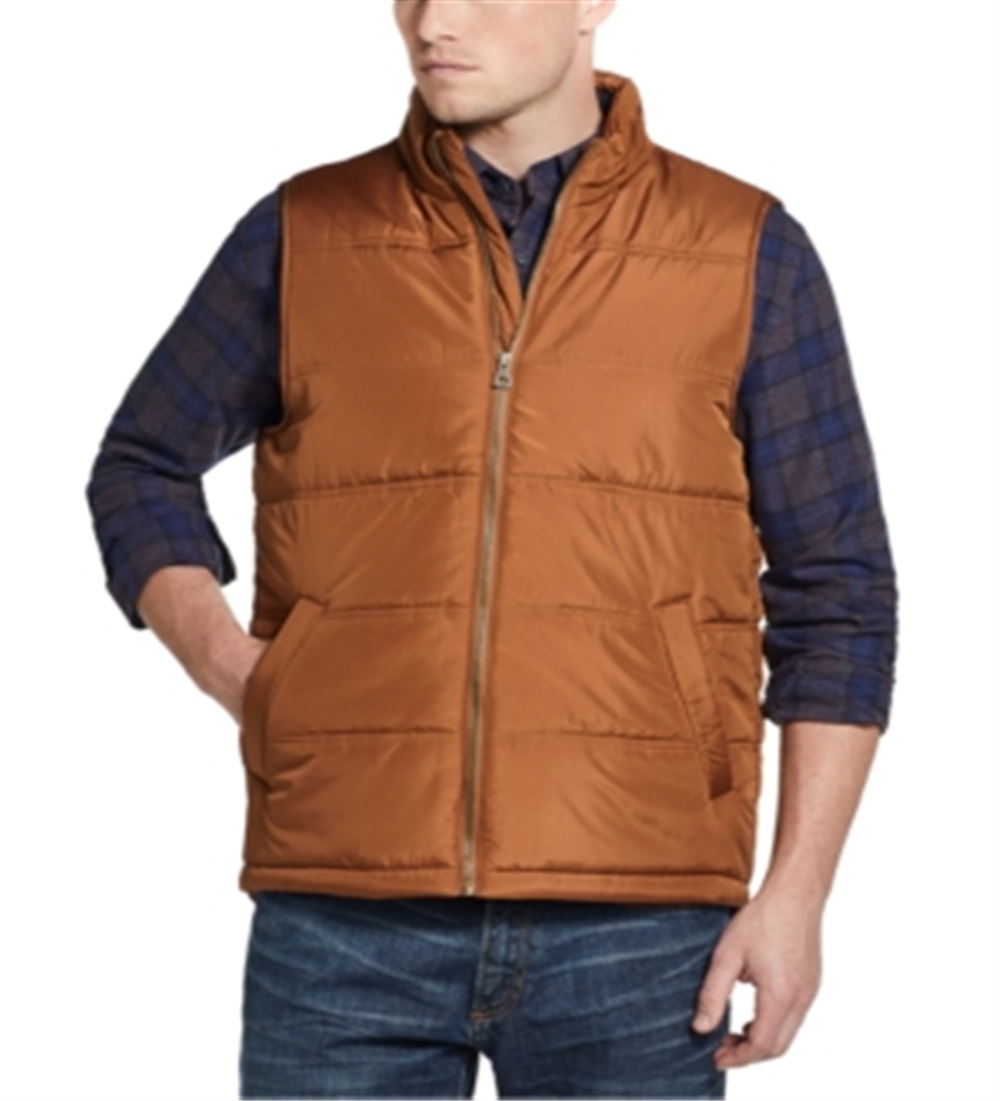 Colete masculino vintage à prova de intempéries com zíper frontal marrom tamanho grande