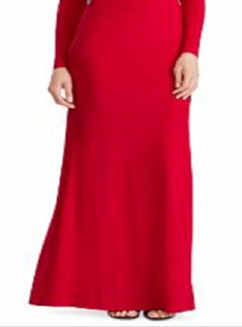 Vestido de noite com sobrepeliz e detalhes em Rowenah da Ralph Lauren, tamanho 12, vermelho